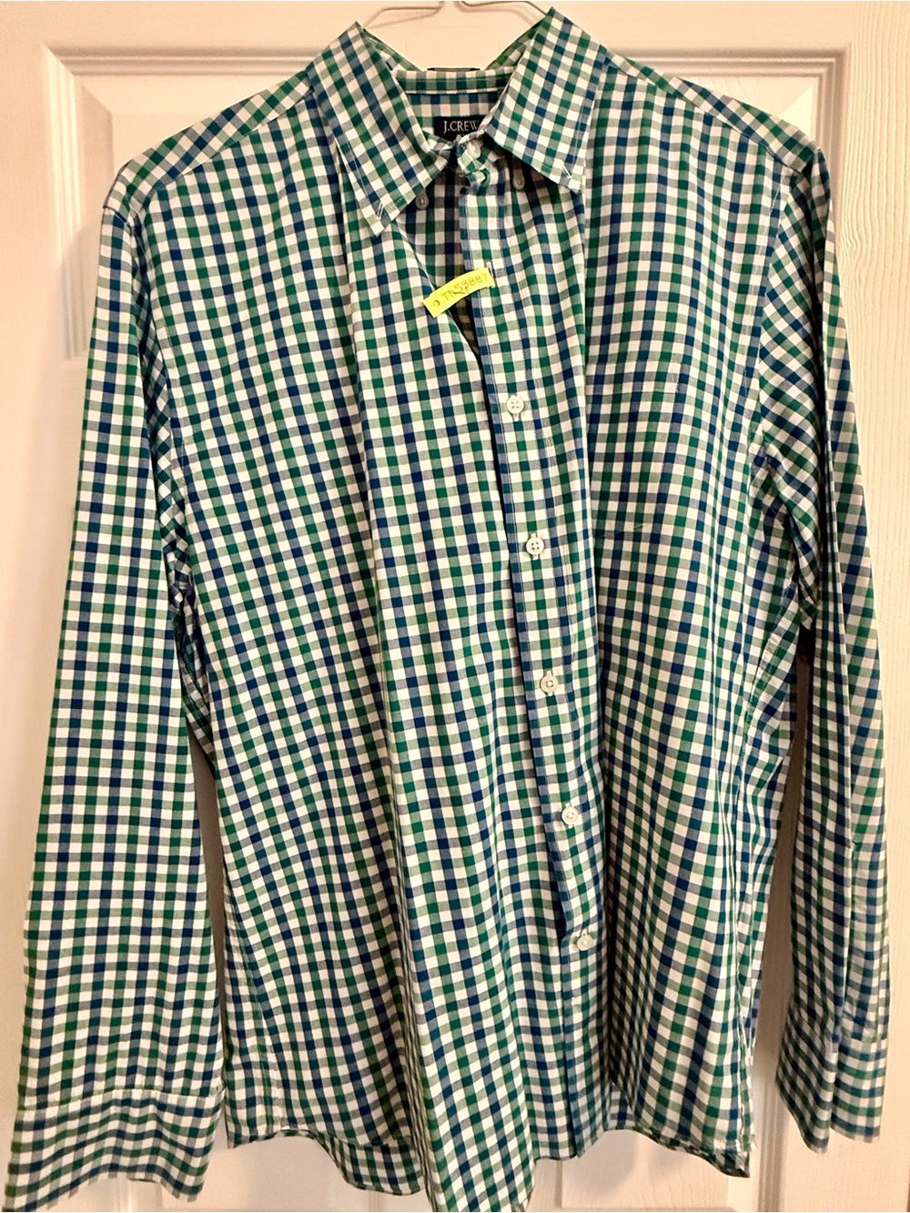 J. Crew Green & Blue Gingham Button-Down Shirt XL